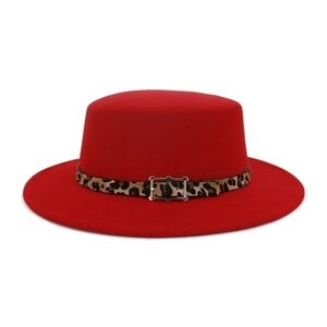 Red Unisex Flat head Boater hat